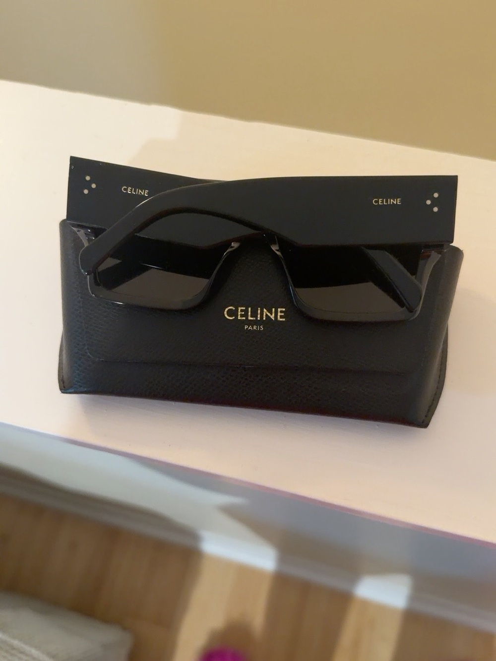 CELINE CL40092I Bold 3 Dots Black Rectangular Sunglasses 60-11-145 + Case